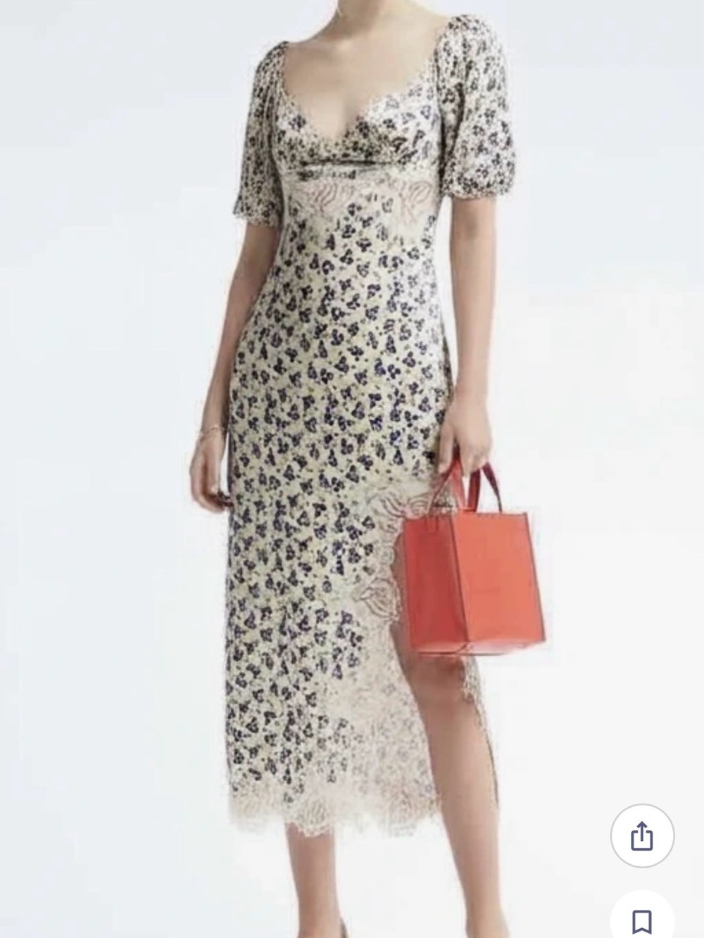 Urban Outfitters Floral Lace  Midi Dress Women Sz XS